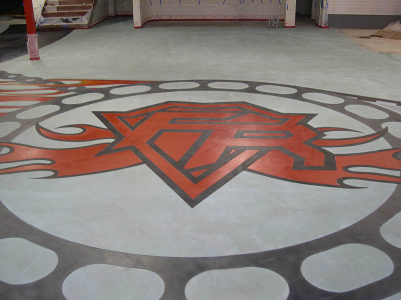 custom floor logo in concrete