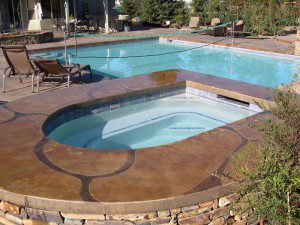 decorative pool deck stained concrete