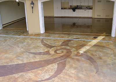 stained concrete compass rose patio pools designs